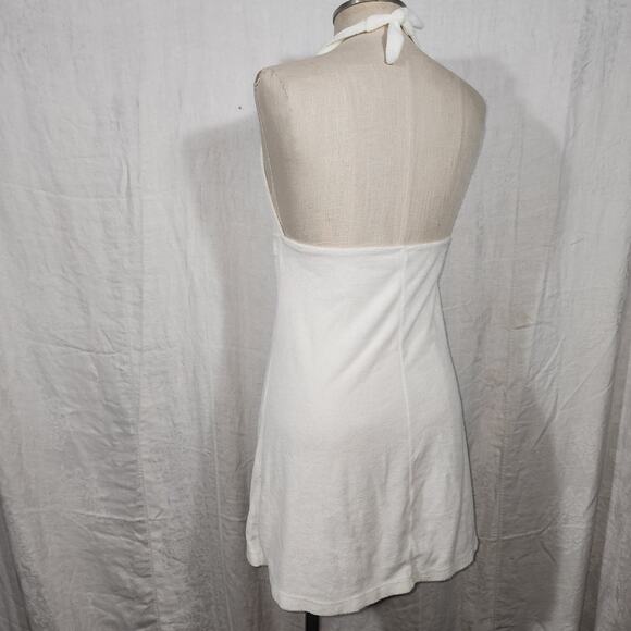 RALPH LAUREN sz L White Terry Cloth Halter Cover Up Dress Gold Pony - Picture 5 of 12